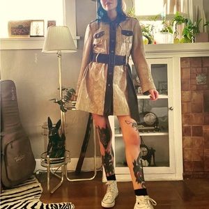 Vintage genuine leather snakeskin trench coat